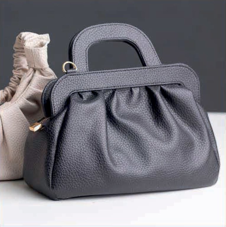Bolsa cinza franzida